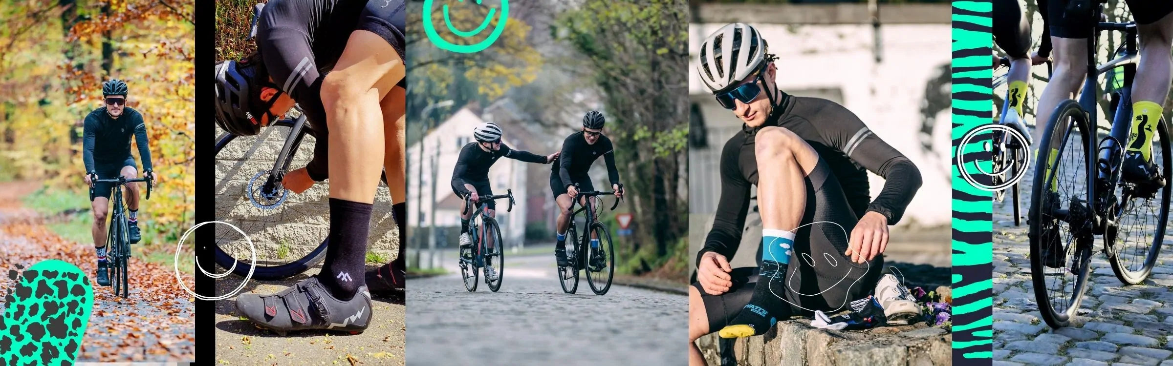 Cyclist on road wearing Watts in a Box premium Italian-made cycling socks